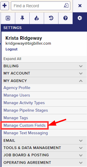 manage custom fields in Top Echelon Recruiting Software