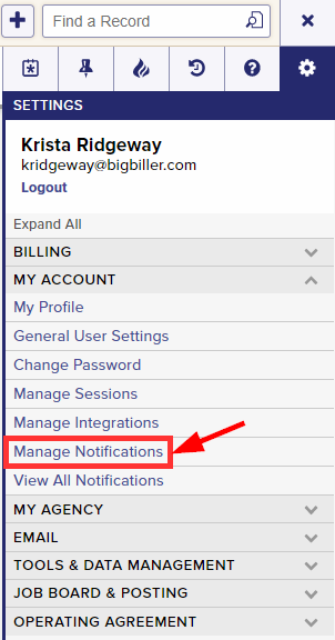 manage notifications in Top Echelon Recruiting Software