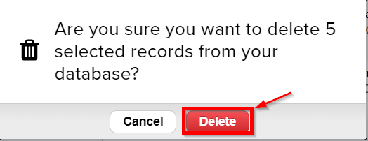 delete records confirmation 