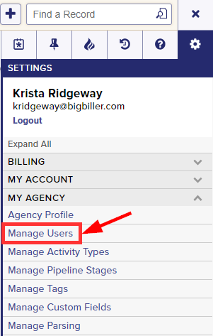 manage user settings in ATS 