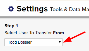 select user to transfer from
